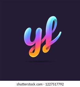 Letters Y F, Y & F 3D logo, multi colour gradient letters icon vector template.