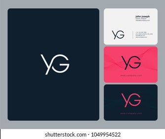 Letters Y G, Y & G joint logo icon with business card vector template.