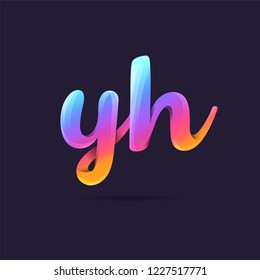 Letters Y H, Y & H 3D logo, multi colour gradient letters icon vector template.