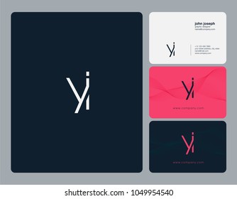 Letters Y I, Y & I joint logo icon with business card vector template.