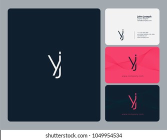 Letters Y J, Y & J joint logo icon with business card vector template.