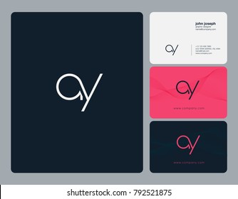 Letters A Y joint logo icon with business card vector template.

