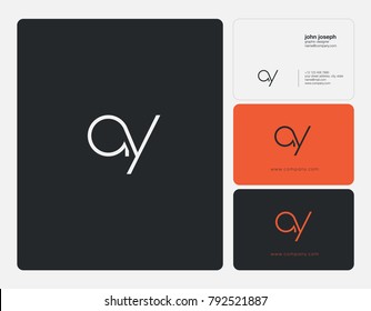 Letters A Y joint logo icon with business card vector template.
