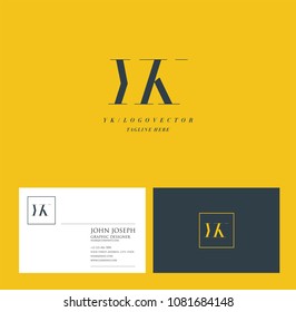 Letters Y K, Y & K joint logo icon with business card vector template.
