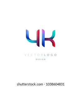 Letters Y K, Y & K logo, multi colour letters icon vector template.

