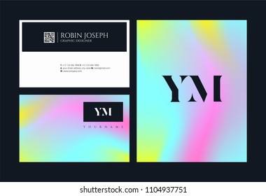Letters Y & M joint logo icon with business card vector template.
