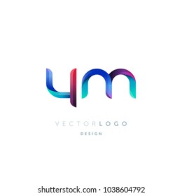 Letters Y M, Y & M logo, multi colour letters icon vector template.

