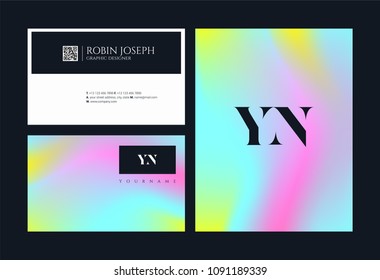 Letters Y N logo icon with business card vector template.