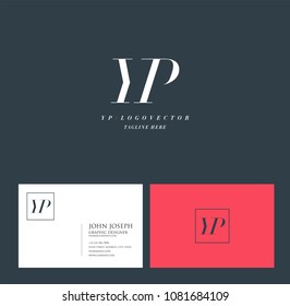 Letters Y P, Y & P joint logo icon with business card vector template.
