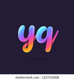 Letters Y Q, Y & Q 3D logo, multi colour gradient letters icon vector template.
