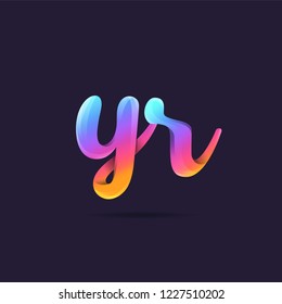 Letters Y R, Y & R 3D logo, multi colour gradient letters icon vector template.
