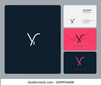 Letters Y R, Y & R joint logo icon with business card vector template.