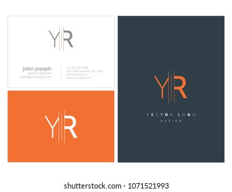 Letters Y R, Y & R joint logo icon with business card vector template.