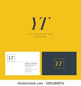 Letters Y T, Y & T joint logo icon with business card vector template.

