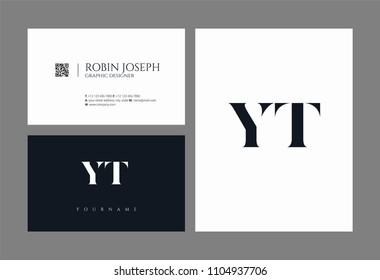 Letters Y & T joint logo icon with business card vector template.
