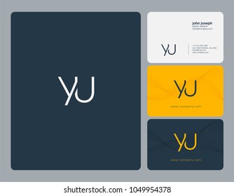 Letters Y U, Y & U joint logo icon with business card vector template.