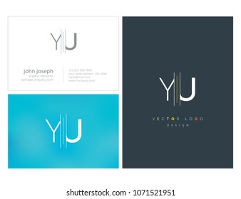 Letters Y U, Y & U joint logo icon with business card vector template.