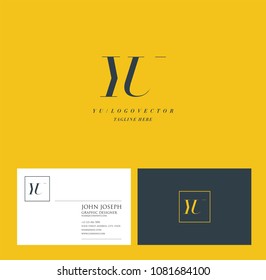 Letters Y U, Y & U joint logo icon with business card vector template.

