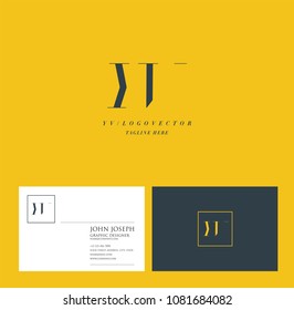 Letters Y V, Y & V joint logo icon with business card vector template.
