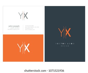 Letters Y X, Y & X joint logo icon with business card vector template.