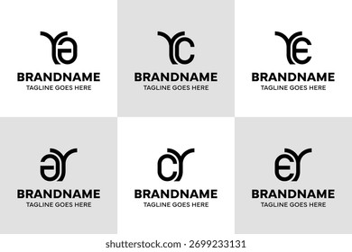 Letters YA YC YE Monogram Logo Set, for YA AY YC CY YE EY initials