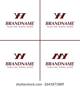 Letters YA YH YN NN Monogram Logo Set, suitable for any business with YA AY YH HY YN NY NN initials