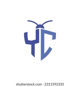 Logotipo de control de plagas de la etiqueta YC