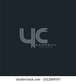 Letters YC, Y & C joint logo icon. Stroke letter vector element.
