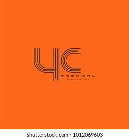 Letters YC, Y & C joint logo icon. Stroke letter vector element.
