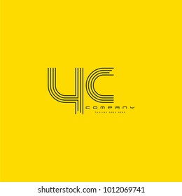 Letters YC, Y & C joint logo icon. Stroke letter vector element.
