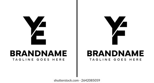 Letters YE and YF Monogram Logo Set, suitable for any business with YE EY YF FY initials
