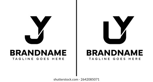 Letters YJ and YU Monogram Logo Set, suitable for any business with YJ JY YU UY initials