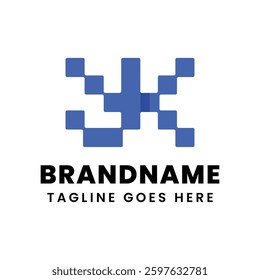 Letters YK Modern Pixel Logo, suitable for any business with YK or KY initials