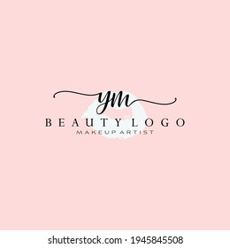 Letters YM, Watercolor Lips, Premade Logo Design, Logo for Makeup Artist Business Branding, Blush Beauty Boutique Logo Design, Calligraphy Logo