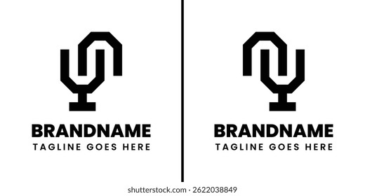 Letras YN e NY Geometric Monogram Logo, adequado para qualquer marca com iniciais NY ou YN