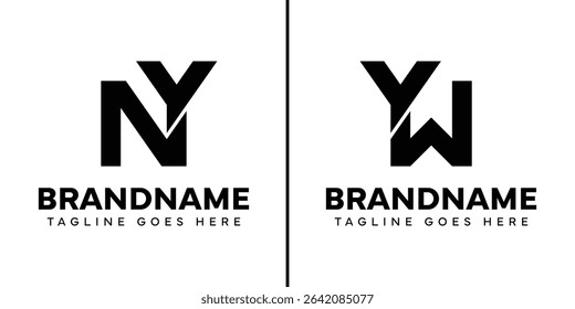 Letters YN and YW Monogram Logo Set, suitable for any business with YN NY YW WY initials