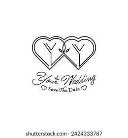 Letters YY Wedding Love Logo, for couples with Y and Y initials