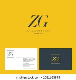 Letters Z G, Z & G joint logo icon with business card vector template.
