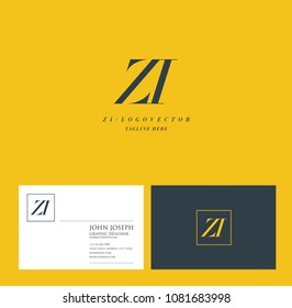 Letters Z I, Z & I joint logo icon with business card vector template.
