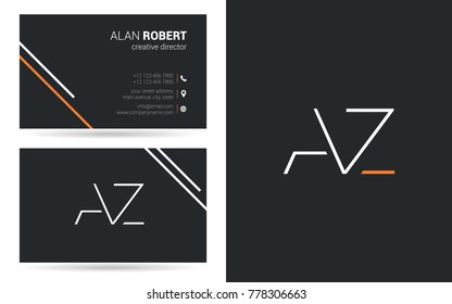 Letters A Z Logo icon with Business Card Template Vector.