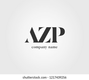 Letters A Z P Joint logo icon in white and grey colour scheme vector template.