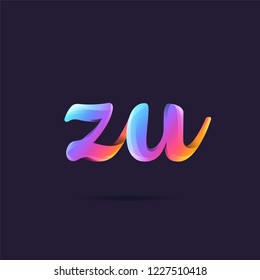 Letters Z U, Z & U 3D logo, multi colour gradient letters icon vector template.
