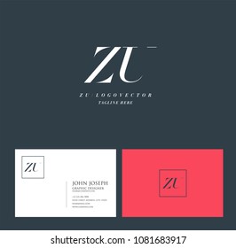 Letters Z U, Z & U joint logo icon with business card vector template.
