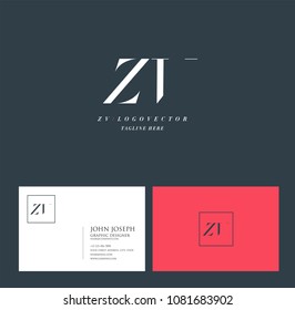 Letters Z V, Z & V joint logo icon with business card vector template.
