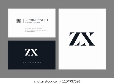 Letters Z X joint logo icon with business card vector template.
