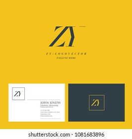 Letters Z Y, Z & Y joint logo icon with business card vector template.
