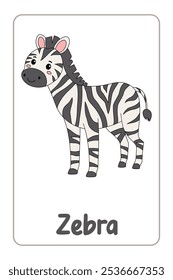 Letters Z is for Zebra. Animal Flashcard printable learn letters Alphabet abc english for kids education and game activity. Kindergarten and preschool worksheets printable for kids.