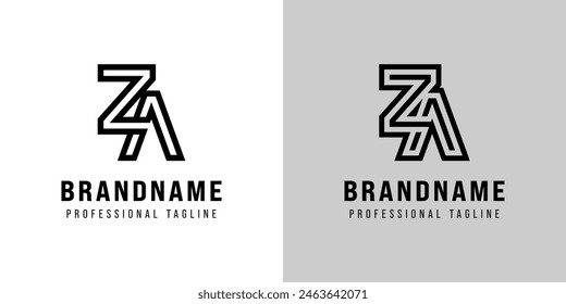 Letras ZA Monogram Logo, adecuado para cualquier negocio con iniciales ZA o AZ