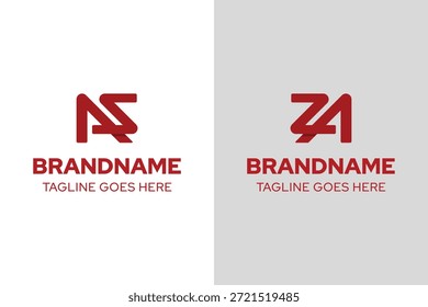 Letras AS o ZA Monogram Logo, adecuado para cualquier marca con iniciales AS SA AZ