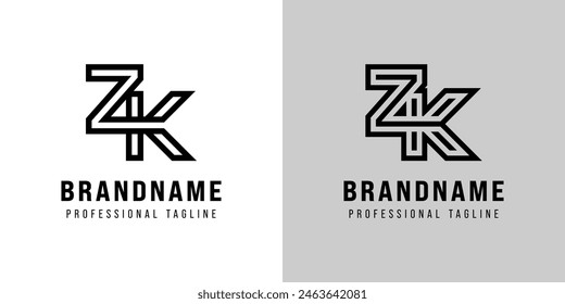 Letras ZK Monogram Logo, adecuado para cualquier negocio con iniciales ZK o KZ
